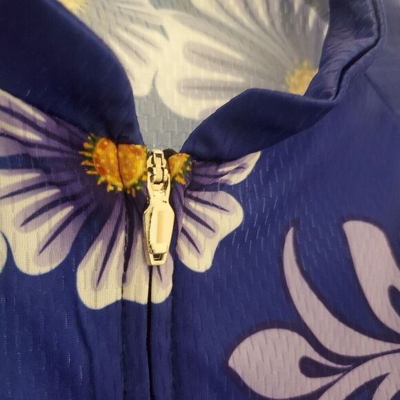 Ladies short sleeve cycle jersey by WeimoMonkey XL Floral Purple Hawaiian Pocket - Picture 15 of 15